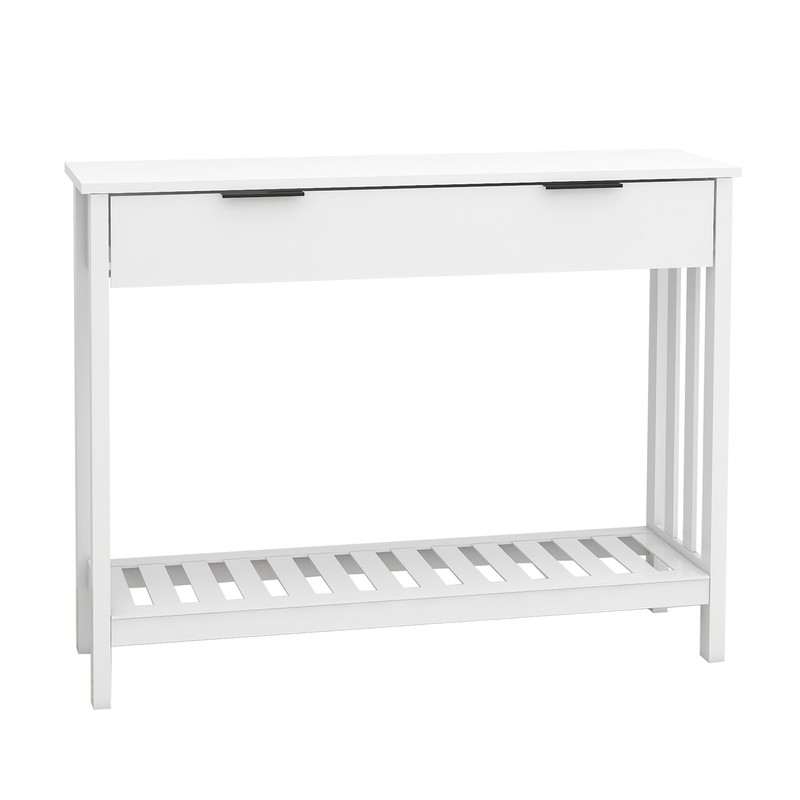 TaoHFE White Narrow Console Table with Storage Modern Wood Entryway