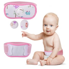 ENLUNTRA Umbilical Hernia Belt Baby，baby belly button band with 3 Different Shaped Compression Pads,belly button shaper,Adjustable Navel Band Newborn Umbilical Cord 14-21 inch(Pink)