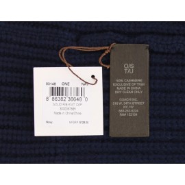 Coach Cashmere Beanie Hat Unisex Solid Rib Knit Cap 83148 MSRP $128 - Navy