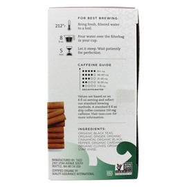 Tazo Organic Chai, Spiced Black Tea, 20-Count Tea Bags (Pack of 6)