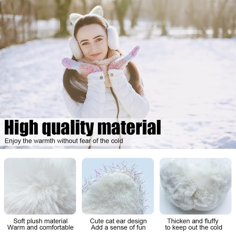 Bseical Ear Warmers Winter Rabbit Earmuffs, Plush Earmuffs for Winter,