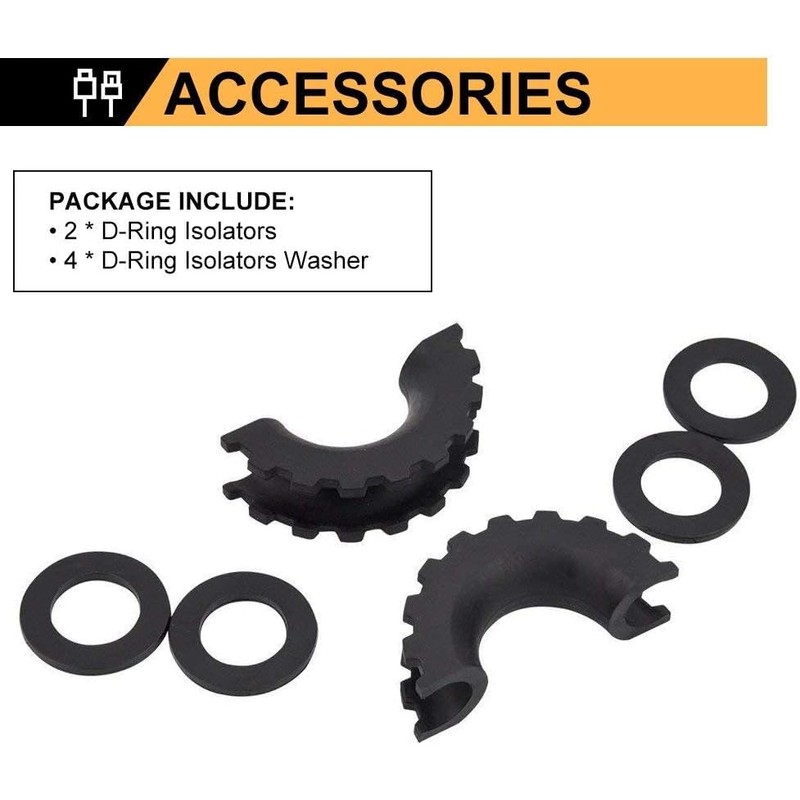 BUNKER INDUST D Ring/Shackle Isolator Kit,1 Pair Black D-Ring Isolator