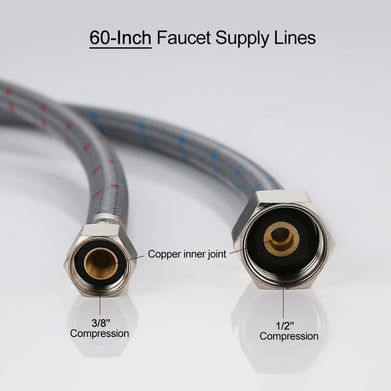 WOWOW 60" Length Faucet Supply Line, Bathroom Kitchen Faucet Lines