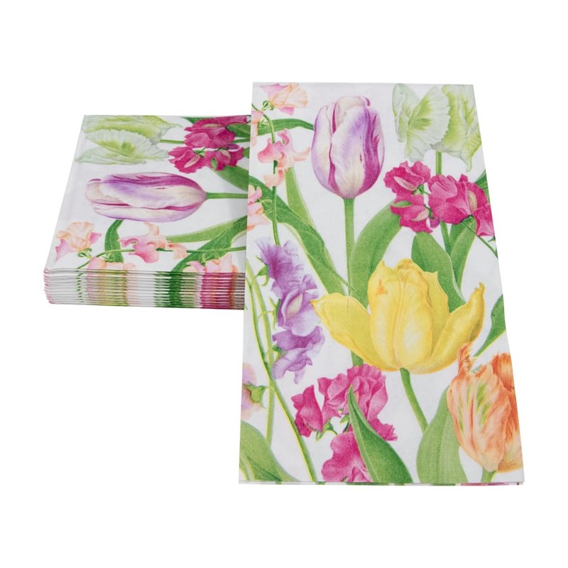Caspari Spring Flower Show Guest Towel Napkins - 15 Per