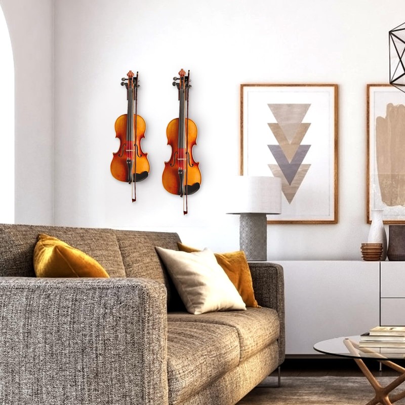 SNIGJAT Violin Wall Mount, 2 Pack Hardwood Violin Hanger with
