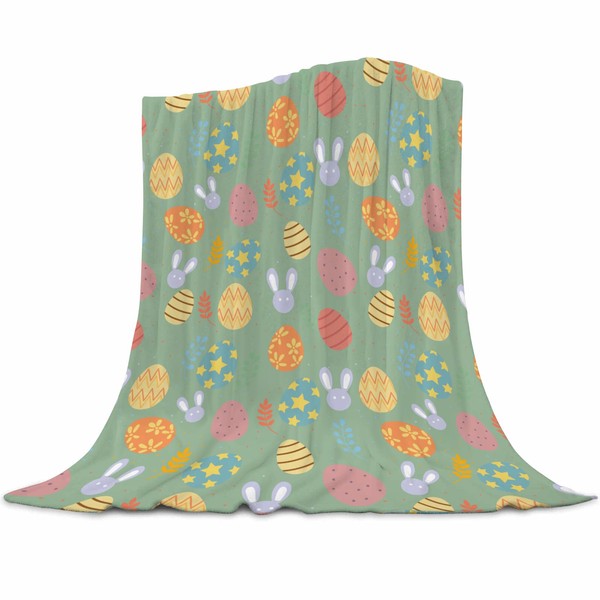 Easter Blanket Throw, Bunny Blankets Soft Lightweight Flannel Warm Cozy