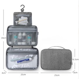 Tianle Hanging Travel Toiletry Bag,Waterproof Folding Cosmetic Bag,Portable Multifunctional Cosmetic Organiser for Men and Women, Grey, Travel Toiletry Bag