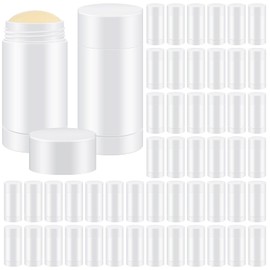 Teenyyou 50 Pcs Empty Deodorant Containers Twist Filling Stick Plastic Deodorant Container Refillable Bottles Bottom filling Round Lip Balm Tubes Cylinder for DIY Lip Balm(75 ml,White)