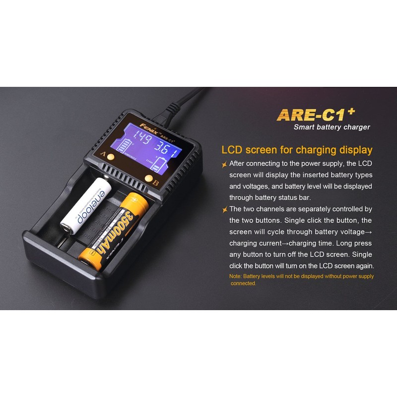 EdisonBright Fenix are-C1+ Plus Smart Digital Display Home/in-car Battery Charger