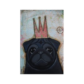 CafePress Black Pug Crowned Rectangle Magnet, 3"x2" Refrigerator Magnet