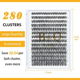 Lash Clusters 50D-0.07D-10-18MIX B&Q LASH Individual Lashes 280 Clusters False Eyelash 30D 40D 50D Lash Clusters Extensions Individual Lashes Cluster DIY Eyelash Extensions (50D-0.07D,10-18MIX)