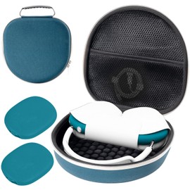 ProCase Hard Case for New AirPods Max, Travel Carrying Headphone Case with Silicone Earpad Cover & Mesh Pocket, AirPods Max Protective Portable Storage Bag -DarkGreen