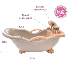 JC Toys - Para Mantener el Tiempo de Juego Juego de baño de Trabajo Real para muñecas de hasta 16 Pulgadas | Ducha y Grifo Realmente Trabajo | Accesorios de Juego | A Partir de 2 años | Colores de