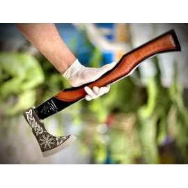 DAMASCUS CUSTOM HAND MADE VIKING AXE HATCHET INTEGRAL TOMAHAWK HIGH CARBON STEEL 2623