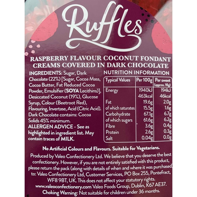 Raspberry Ruffles 500 gram bag (1/2 kilo)