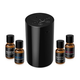 Waterless Essential Oil Diffuser Starter Kit, Battery Operated Mini Scent Air Machine Portable Diffuser for Home Car Office, ANZ Black Kit