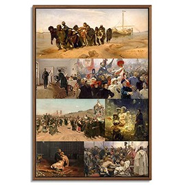 Floating Frame Canvas Print Wall Art - Art Collage of Paintings by Russian Painter Ilya Repin - 16x24 inches