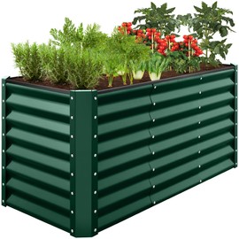 Best Choice Products 4x2x2ft Outdoor Metal Raised Garden Bed, Deep Root Planter Box for Vegetables, Flowers, Herbs w/ 119 Gallon Capacity - Dark Green