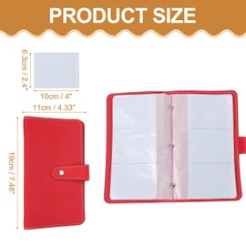 sourcing map Leather Professional Credit Card Holder, 96 Slots Business Card Organizer for Men and Women, Multifunctional Credit Card Protective Case, Store Cards and Prevent Loss(Red)