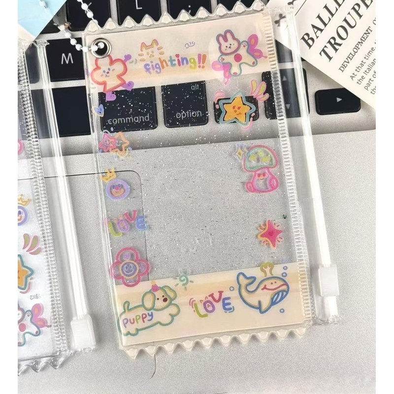 Cute Photocard Holder Postcard Lomo Cards Keychain Holder (Yellow)