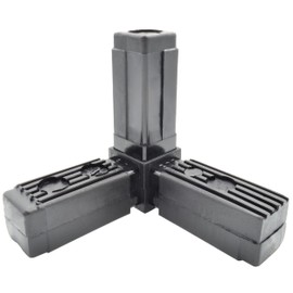 Design61 4x Connector for Square Pipes with Outlet Pipe Connector 90° 25 x 1.5 mm with Rounded Head
