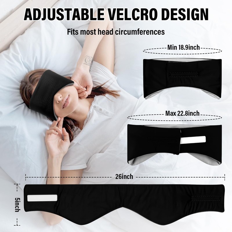 Sleep Mask, Eye Mask for Sleeping with Heads Adjustable, Earmuffs
