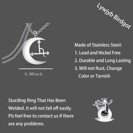 Lywjyb Birdgot Crescent Moon Occult Pentacle Jewelry Samael Lilith Pendant Pentagram Necklace (Moon and Lilith ne)