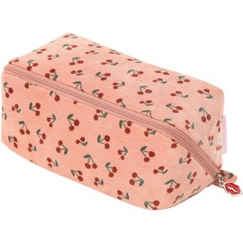 VanFn Makeup Pouch, Women's Large Capacity, Vanity Pouch, Cute, Stylish, Portable, For Travel, Cosmetics Storage Bag, Travel Pouch, Lightweight, Waterproof, Business Trips,, cherry