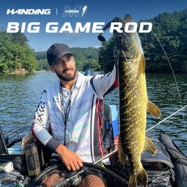 HANDING M1 Heavy Fishing Rod 2-Piece Muskie Rod 7'6'' Extra Heavy Power Fast Action with 30T+24T Carbon Fiber SeaGuide RA Guide Rings for Muskie Striped Bass Pike Skipjack Tuna Little Tunny