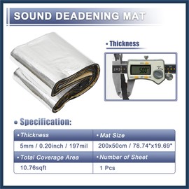 VekAuto 197mil 5mm 10.76sqft Car Sound Deadening Mat Aluminum Foil Closed Cell Foam Heat Shield Material for Hood Fender and Boat Engine Cover 78.74"x19.69" Auto Accessories