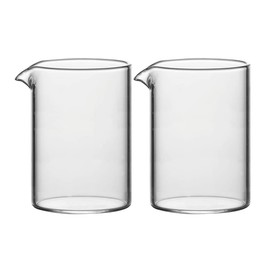 Sizikato 2 cremas de vidrio transparente, jarra de crema de café y leche de 9 onzas.