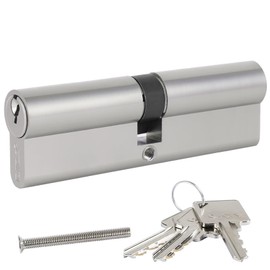 DIDA® 100mm Euro Barrel Lock 50/50 Door Barrel Lock with Key UPVC Door Lock Barrel Profile Lock with 3 Keys Anti-Pick Anti-Bump Anti-Drill Euro Cylinder Lock High Security BS EN 1303:2005 Nickel