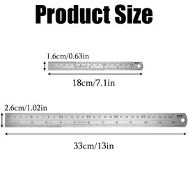 2 Pcs Steel Ruler 12 Inch (30 CM) + 6 Inch (15 CM) Straight Edge Metal Rulers Kit with Metric & Imperial Precision Measuring Tool