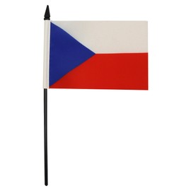 Czech Republic Table Flag 4'' x 6'' - Czech Desk Flag 15 x 10 cm - Black plastic stick and base - Drapeau République tchèque AZ FLAG