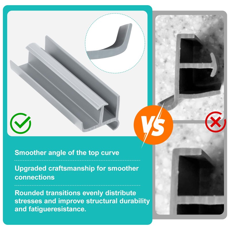 Gray Sliding Shower Door Bottom Guide - 1-3/8" Wide x