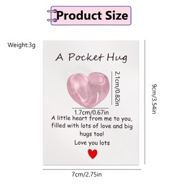 Resin Pocket Hug with Card Water Ripple Pink Pocket Hug Token Good Luck Gifts Thinking of You Gifts Friendship Gifts for Women Men Long Distance Relationship Gifts for Boyfriend Girlfriend