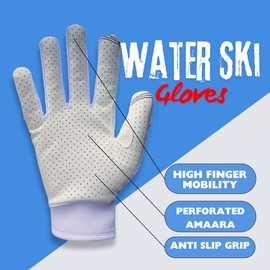 PIGOSKI GMS Light Weight Water Ski Gloves UV Protection Fishing Gloves for Men and Women Breathable Full Finger Neoprene Gloves with Anti-Slip Grip for Water Sports