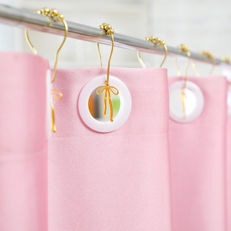 Maxdot 12 Sets Bow Knot Shower Curtain Hooks Decorative Stainless