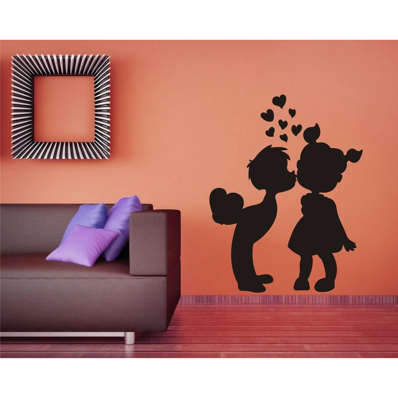 Kissing Child Love Black Wall Sticker and Wallpaper Size(59 65)