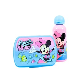 My sweety pop - Lunch Set Girls - Lunch Box + Water Bottle - Lunch Box - Hydration - Children - Crib - Nursery - School - Holiday - Meal - Gift Idea - Minnie Mouse - Pink/Blue