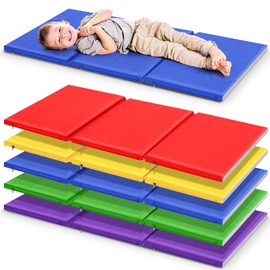 Wesiti 5 Pieces Thick Folding Nap Mat 3 Section Folding Rest Mats Folding Sleeping Mat for Kids Toddler Daycare Nap Mats for School Preschool Classroom Kindergarten (Multicolor,47x 24 x 1 Inch)