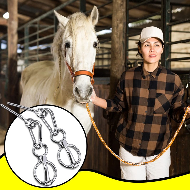 Dunzy 2 Sets Horse Tie Ring, Horse Tack and Supplies