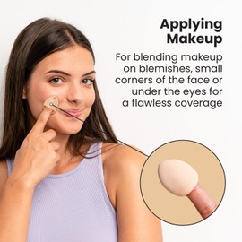 Lindo Finger Puff For Foundation & Powders, For Wet & Dry Use, Blender Sponge, Makeup Detail, 64 pc with 2 Travel Cases (Neutral)