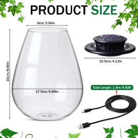 Widecook Desktop Glass Terrarium with Grow Light, 6.7 x 8.7 Inches, Mini Borosilicate Glass Plant for Succulent Moss Miniature Gardening Landscape, Small Fish Tank, Indoor Plant Growth, Empty Bottle