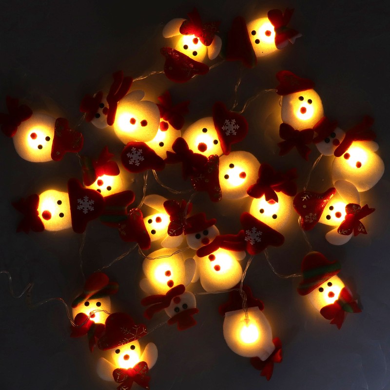 Snowman String Lights Cute Snowman Design 6.6ft Long Remote Control