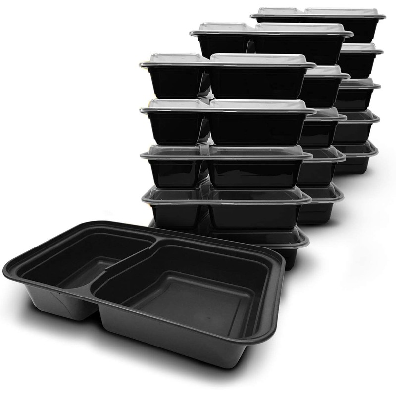Efforias [10 Pack, 32oz] 2 Compartment Plastic Meal Prep Containers