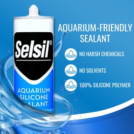 SELSIL Aquarium Silicone Sealant Clear, High Elasticity, Safe for Fish, 100% Solvent Free, 100% Non-Toxic, Fresh and Saltwater, 10.14 Fl oz. (300 ml) Transparent (2 Pack)
