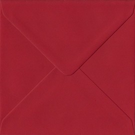 Scarlet Red S6 130mm x 130mm Gummed Small Square Colour Envelopes 100gsm (Pack of 25)