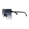 Oversize Rimless Shield Square Rectangle Large Sunglasses Black - Smoke