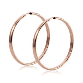 Materia Women's Creole Earrings Rose Gold 925 Silver Rose Gold-Plated 3 mm Wide 15 20 25 40 48 mm Large Made in Germany, Gold-Plated Silver, Rose-Gold
